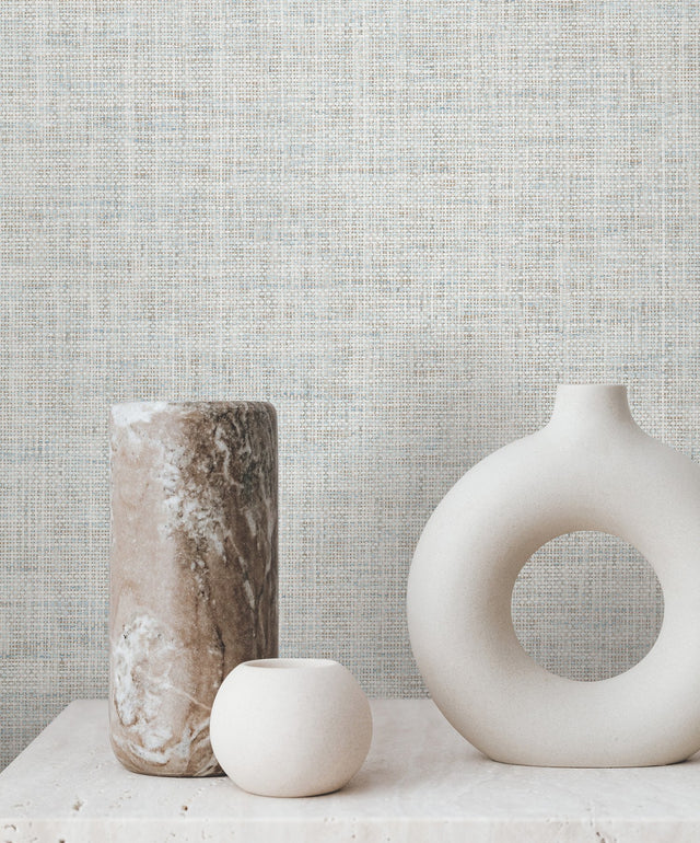 Edo Paperweave Sky Grasscloth Wallpaper with Paper Weave Texture - York GV0180