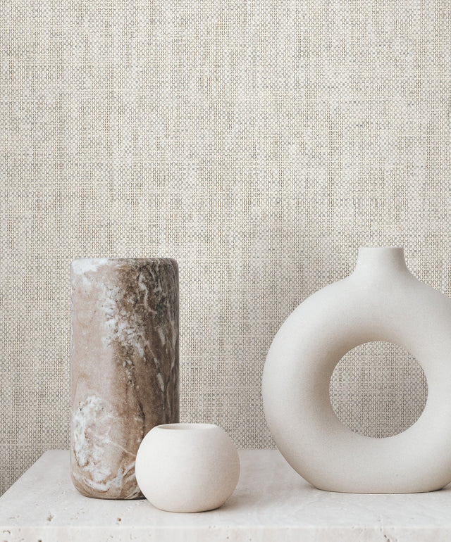 Kami Paperweave Smoke Wallpaper with Paper Weave Grasscloth Texture - York GV0182LM