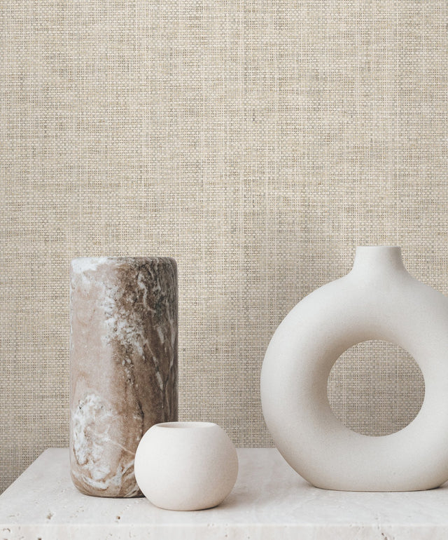 Edo Paperweave Fog Grasscloth Wallpaper with Paper Weave Texture - York GV0184