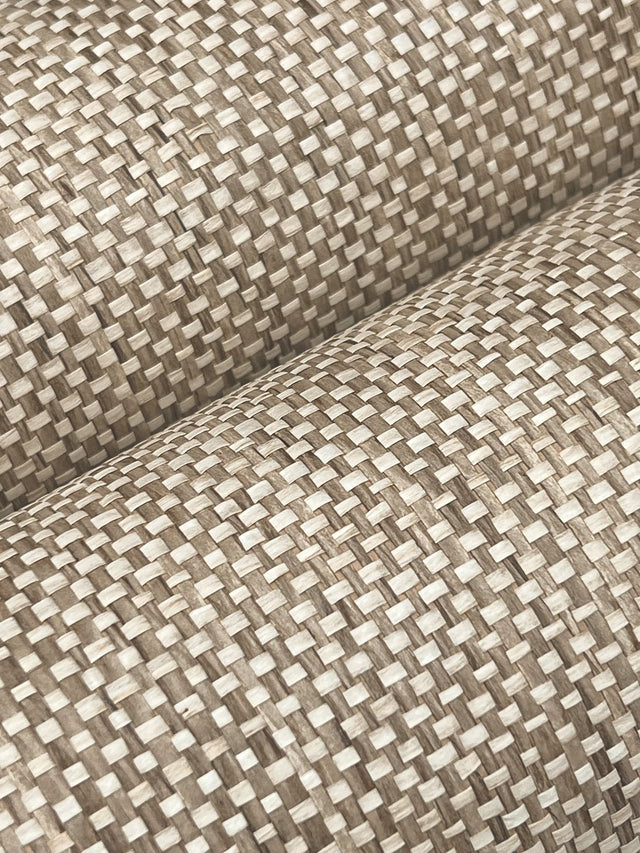 Kami Paperweave Mushroom Wallpaper with Paper Weave Grasscloth Texture - York GV0186LM
