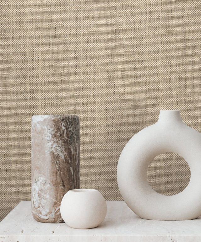Kami Paperweave Mushroom Wallpaper with Paper Weave Grasscloth Texture - York GV0186LM