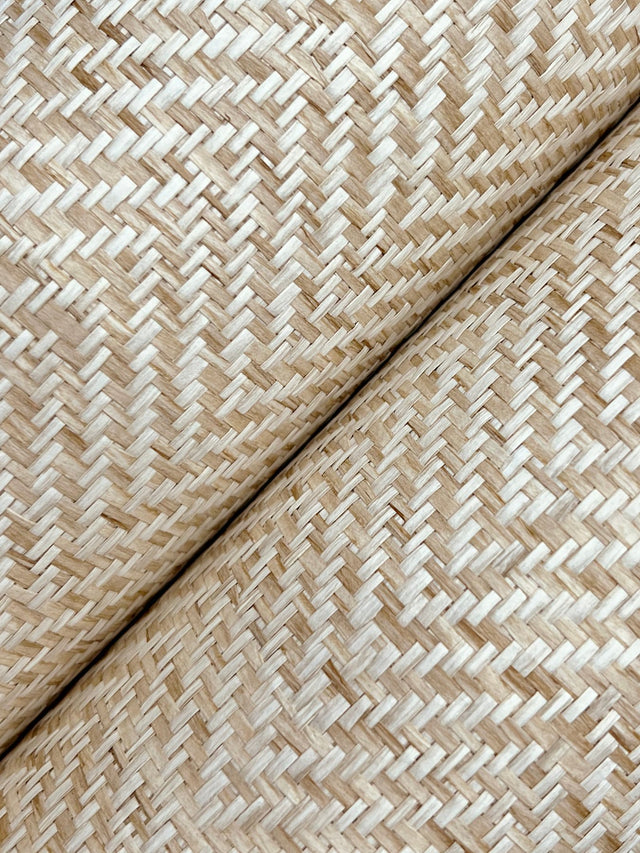 Tailored Weave Camel Wallpaper with Paper Weave Grasscloth Herringbone Texture - York GV0193