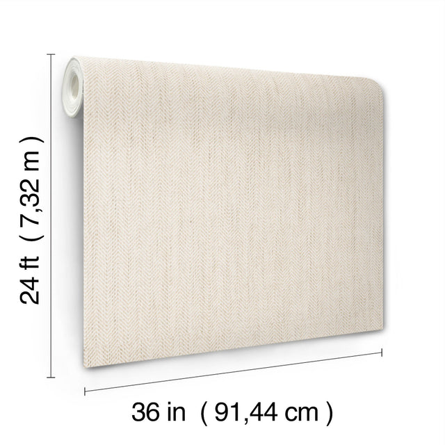 Tailored Weave White Wallpaper with Paper Weave Grasscloth Herringbone - York GV0194