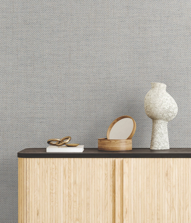 Tailored Weave Sea Glass Wallpaper with Paper Weave Grasscloth Texture - York GV0195