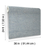 Tailored Weave Blue Grasscloth Wallpaper with Paper Weave Herringbone Motif - York GV0196