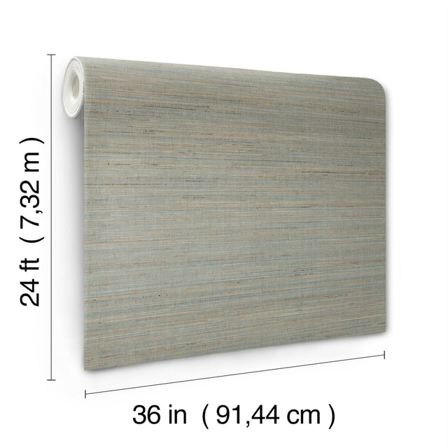 Marled Abaca Spruce Grasscloth Wallpaper - Ronald Redding GV0204