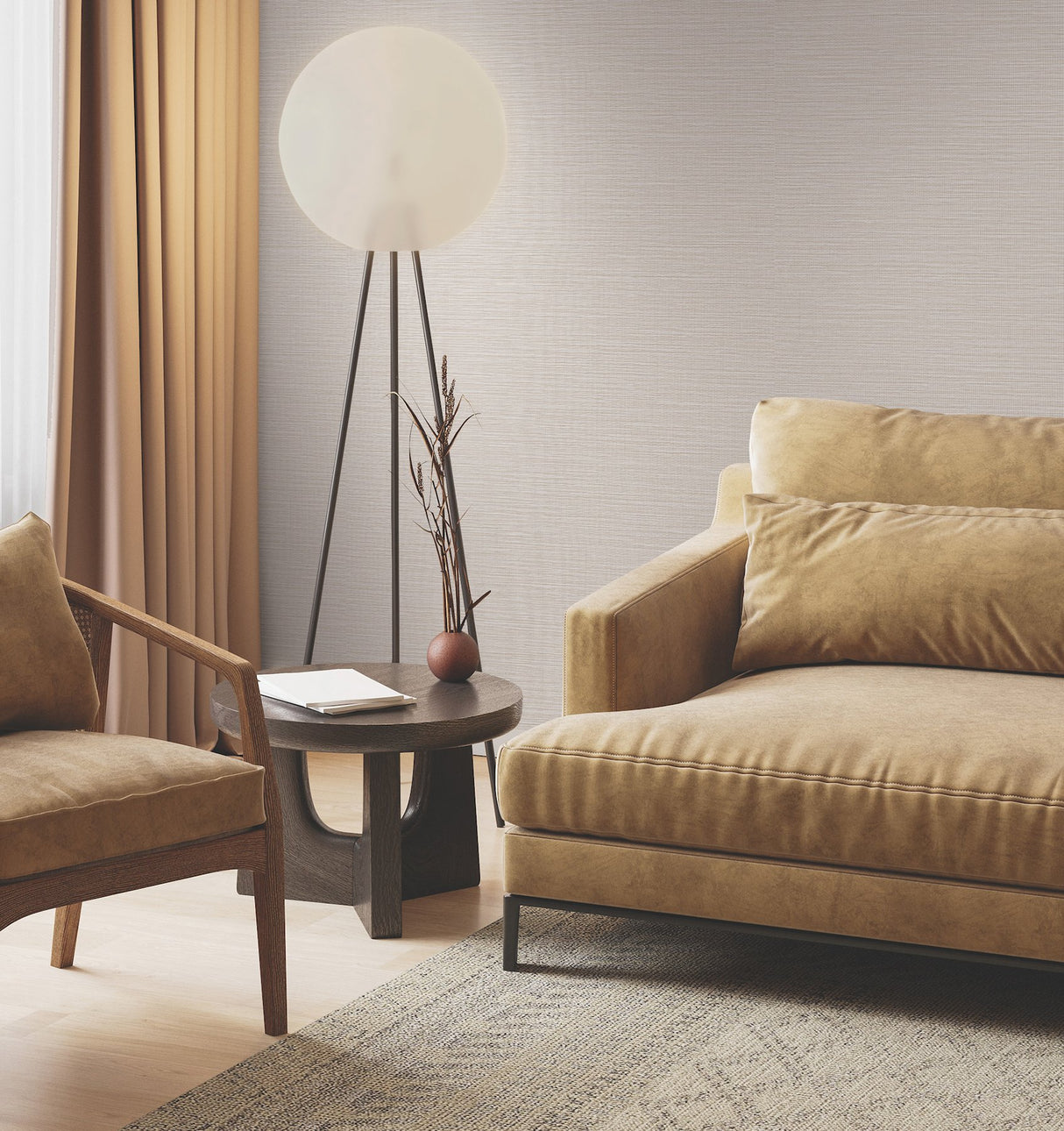Horizon Paperweave Taupe Grasscloth Wallpaper with Organic Paper Weave Texture - York GV0225
