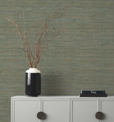 Knotted Grass Spruce Grasscloth Wallpaper with Traditional Natural Weave - York GV0232