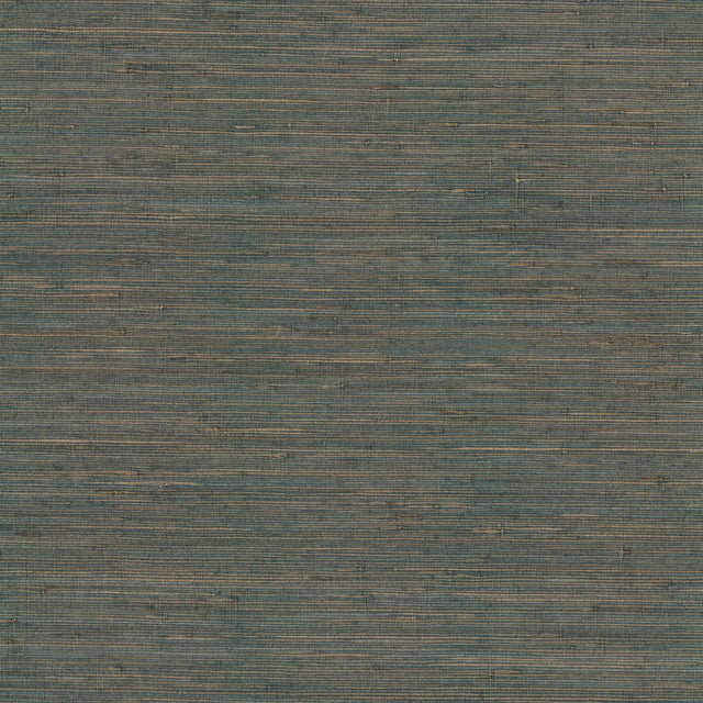 Knotted Grass Dark Teal Grasscloth Wallpaper, Traditional Rustic Texture - York GV0234
