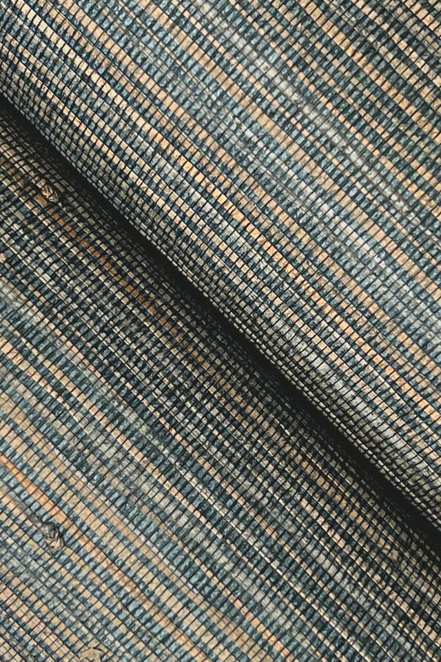 Knotted Grass Dark Teal Grasscloth Wallpaper, Traditional Rustic Texture - York GV0234