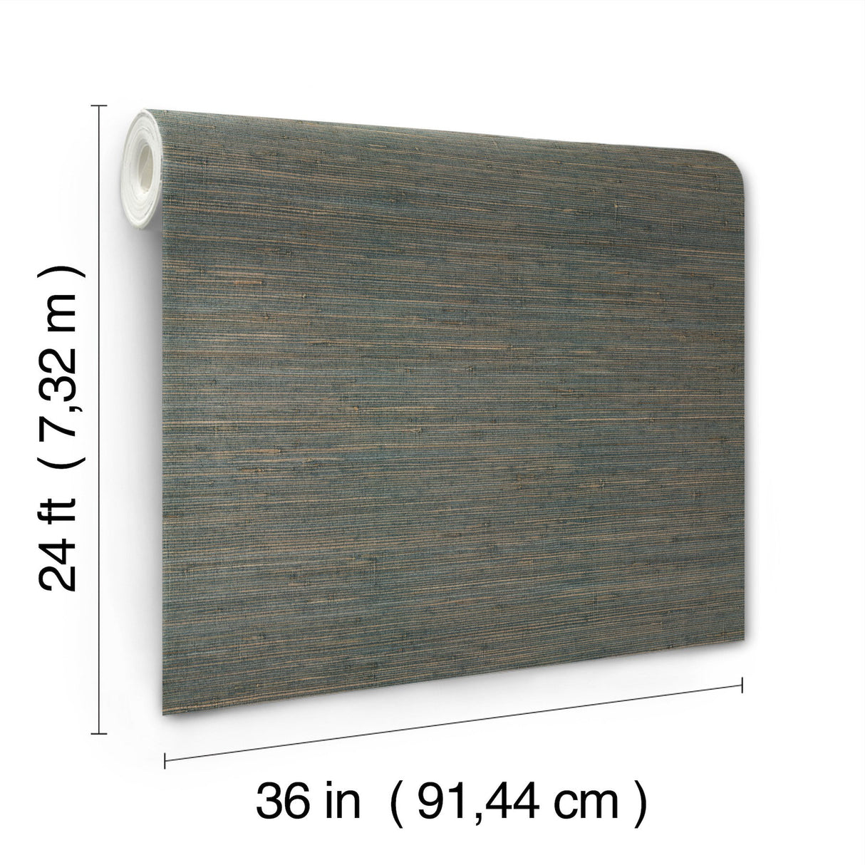 Knotted Grass Dark Teal Grasscloth Wallpaper, Traditional Rustic Texture - York GV0234