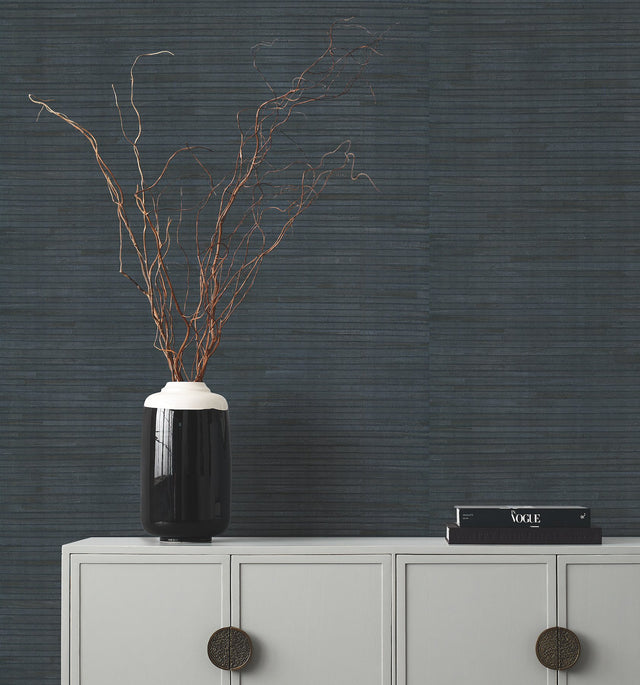 Hyacinth Leaf Navy Wallpaper with Traditional Novelty Pattern - York GV0237