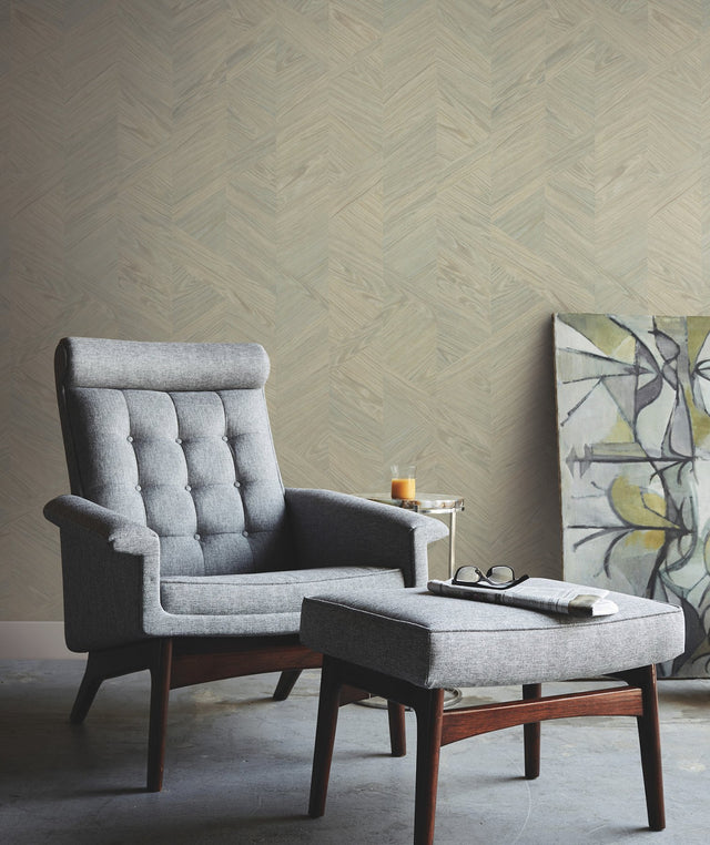 Interlocking Wood Moss Wallpaper with Traditional Wood Veneer Pattern - York GV0241