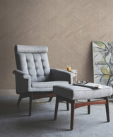 Interlocking Wood Taupe Wallpaper with Wood Veneer Chevron Pattern - York GV0243