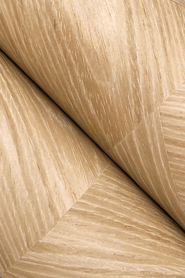 Interlocking Wood Oak Wallpaper with Wood Veneer Chevron Panel Motif - York GV0244
