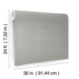 Handcrafted Shimmering Paper Grey Wallpaper with Metallic Horizontal Stripe - York GV0253