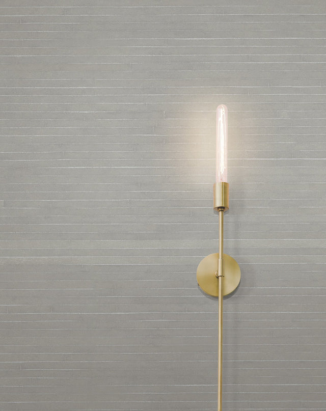 Handcrafted Shimmering Paper Grey Wallpaper with Metallic Horizontal Stripe - York GV0253