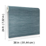 Handcrafted Shimmering Paper Denim Wallpaper with Metallic Horizontal Stripe Texture - York GV0254