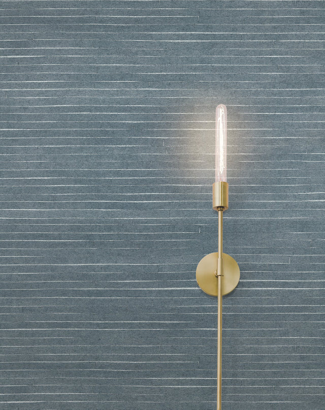 Handcrafted Shimmering Paper Denim Wallpaper with Metallic Horizontal Stripe Texture - York GV0254