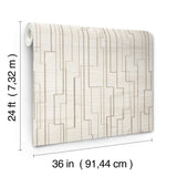 Inlay Line White Wallpaper with Metallic Geometric Inlay on Wood Veneer - York GV0257