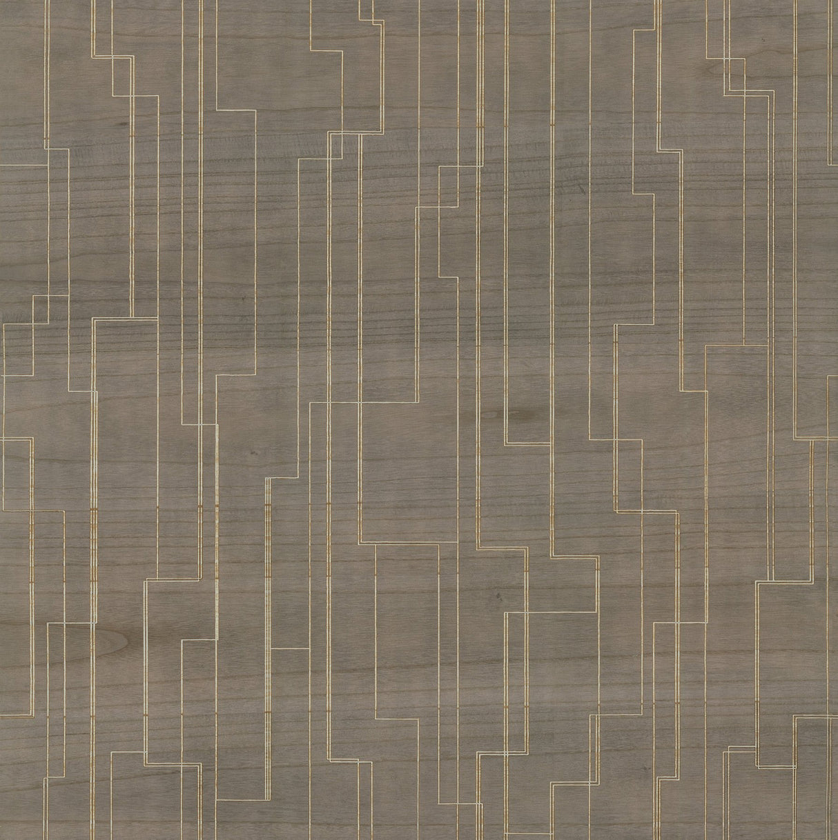 Inlay Line Mink Wallpaper with Metallic Geometric Wood Veneer Pattern - York GV0259