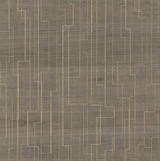 Inlay Line Mink Wallpaper with Metallic Geometric Wood Veneer Pattern - York GV0259