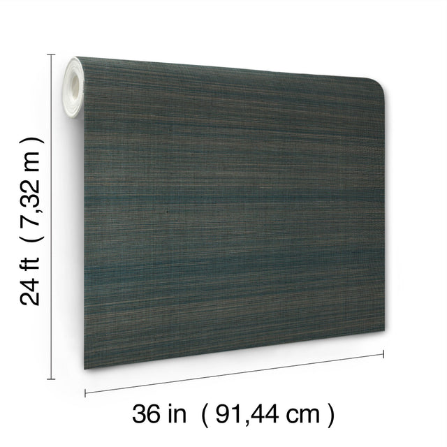 Modern Abaca Peacock Grasscloth Wallpaper - York GV0271