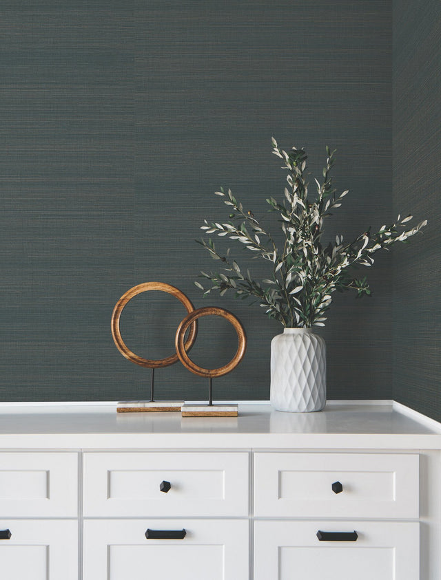 Modern Abaca Peacock Grasscloth Wallpaper - York GV0271