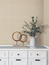 Modern Abaca Dune Beige Grasscloth Wallpaper - York GV0272