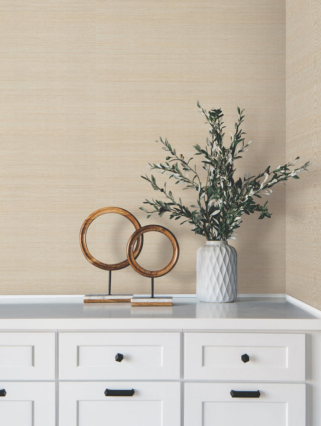 Modern Abaca Dune Beige Grasscloth Wallpaper - York GV0272