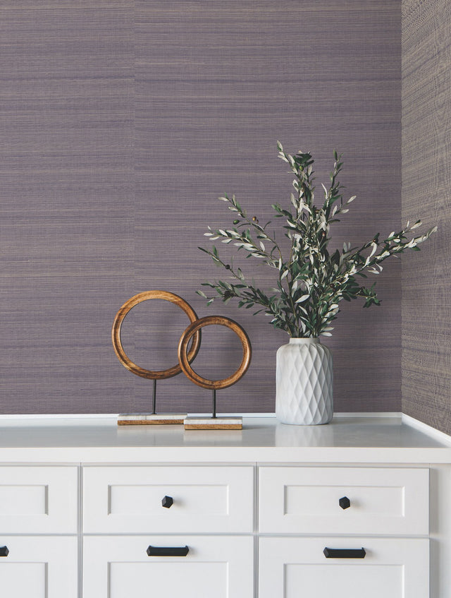Modern Abaca Indigo Grasscloth Wallpaper with Traditional Style - York GV0273