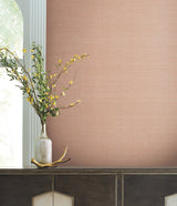 Delicate Abaca Brick Grasscloth Wallpaper with Metallic Effect - York GV0281