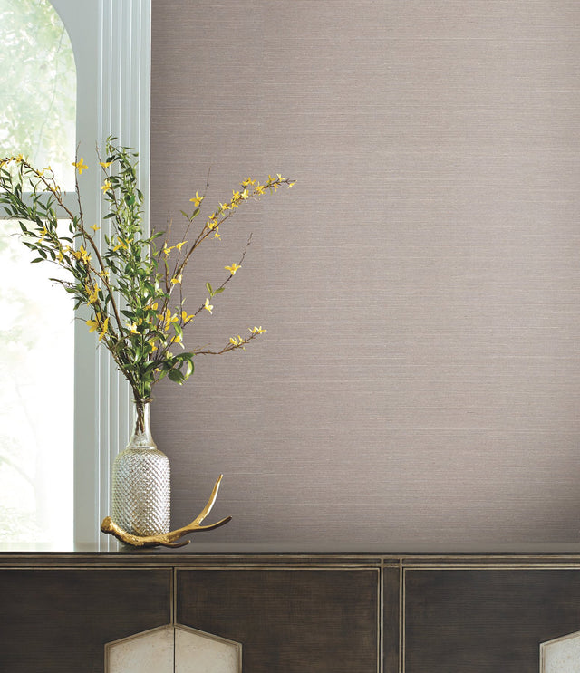 Delicate Abaca Slate Grasscloth Wallpaper with Metallic Effect - York GV0283