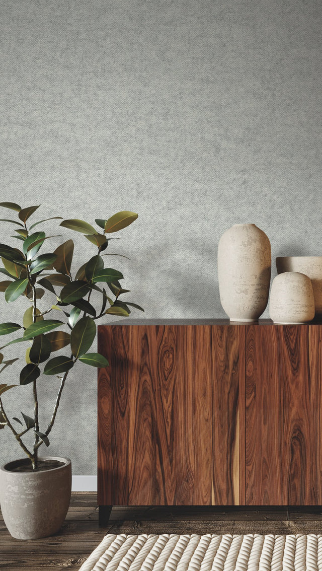 Savile Ghost Textured Wallpaper with Herringbone Motif - York HA3658R