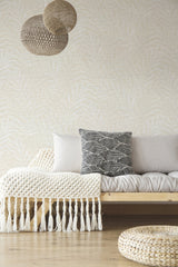 Tea Leaves Stripe Neutral Wallpaper