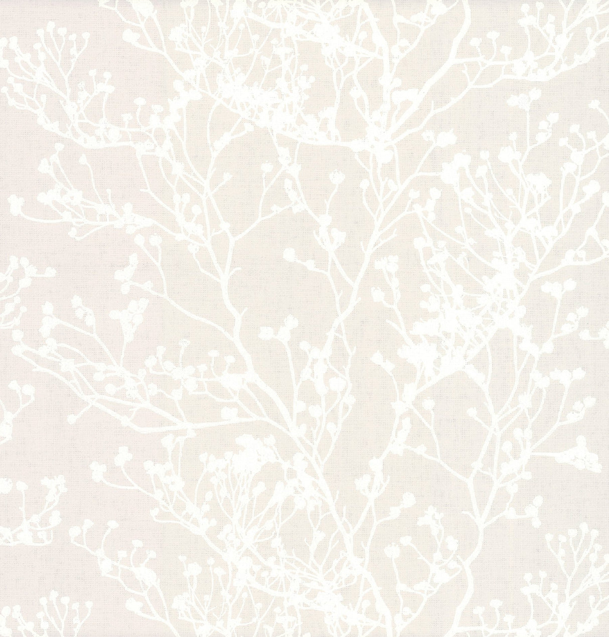 Budding Branch Silhouette Beige Wallpaper