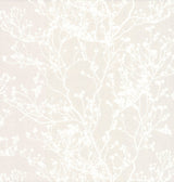 Budding Branch Silhouette Beige Wallpaper