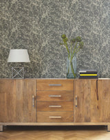 Budding Branch Silhouette Brown Wallpaper with Botanical Paper Weave Grasscloth Style - York HC7518