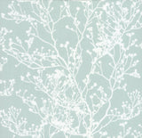 Budding Branch Silhouette Blue Wallpaper