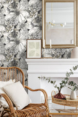 Ink Rose Onyx by Harry & Grace Peel and Stick Floral Wallpaper – Harry & Grace HG10100-Sample