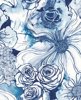 Ink Rose Celtic Blue by Harry & Grace Peel and Stick Floral Peel & Stick Wallpaper – Harry & Grace HG10102 -Sample