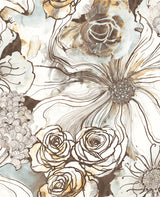 Ink Rose Mocha & Blue Mist by Harry & Grace Peel and Stick Floral Wallpaper – Harry & Grace HG10106-Sample