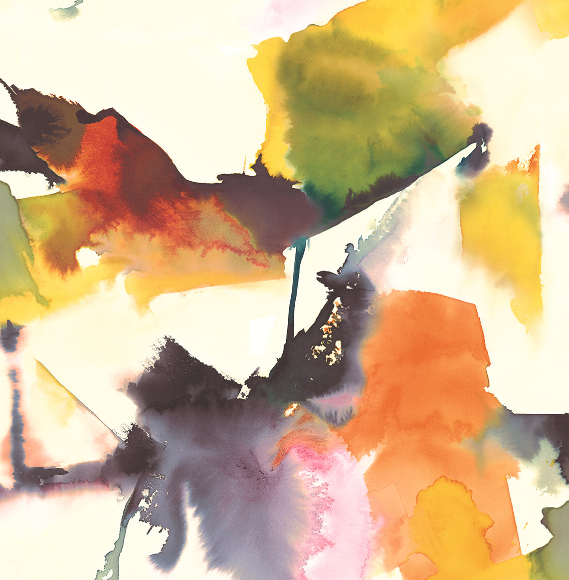Watercolor Block Persimmon & Plum by Harry & Grace Peel and Stick Abstract Wallpaper – Harry & Grace HG10203 - Sample