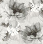 Watercolor Floral peel and stick wallpaper in ash and metallic silver with oversized watercolor blooms