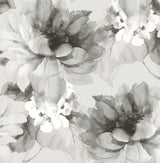Watercolor Floral Ash & Metallic Silver by Harry & Grace Peel and Stick Floral Peel & Stick Wallpaper – Harry & Grace HG10308 -Sample