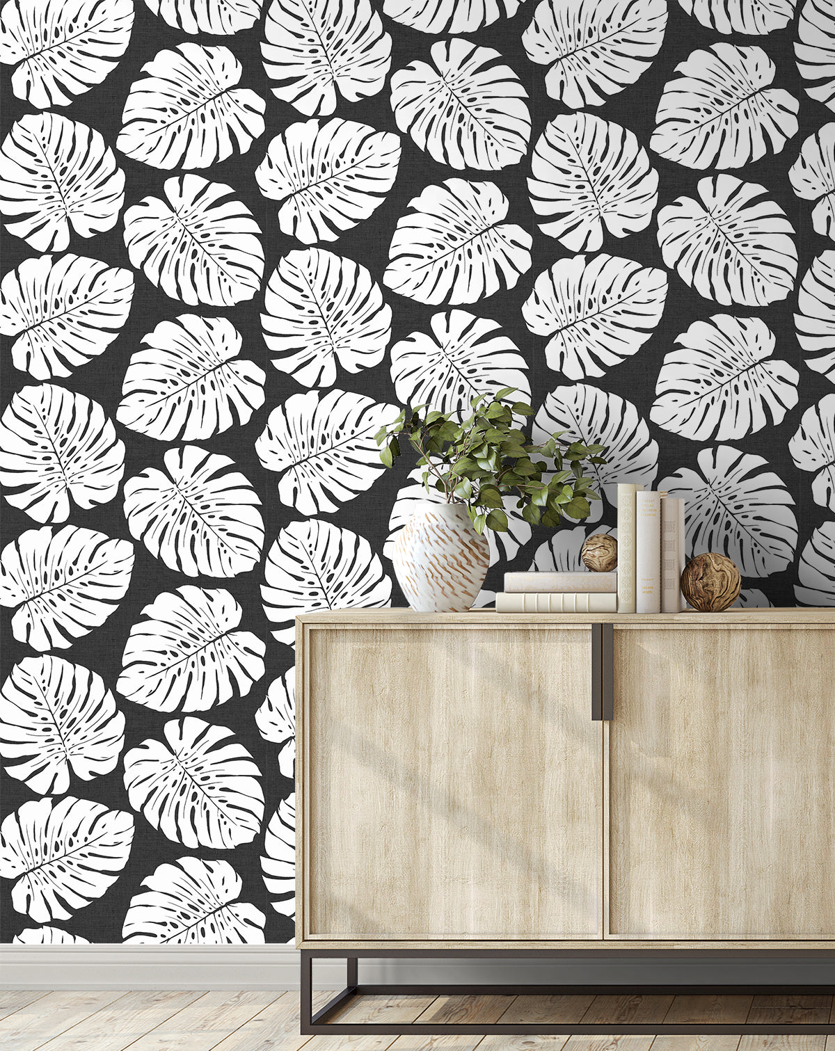 Monstera Leaf Shadow by Harry & Grace Peel and Stick Tropical Botanical Wallpaper – Harry & Grace HG10500