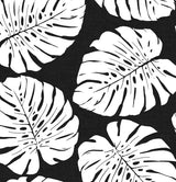 Black and white monstera leaf tropical botanical peel and stick wallpaper pattern