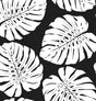 Black and white monstera leaf tropical botanical peel and stick wallpaper pattern