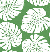 Green and white monstera leaf pattern peel and stick wallpaper