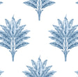 Sea Breeze Palm coastal blue peel and stick wallpaper with palm frond motifs